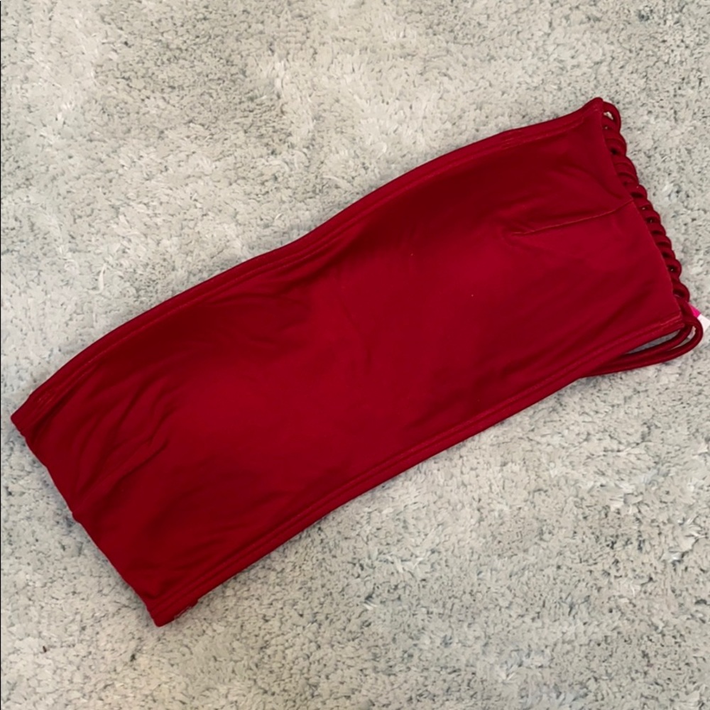Victoria’s Secret Red Macrame Bandeau Swim Top